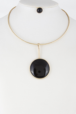 Thin Necklace With Circle Emblem Set 6FAB3